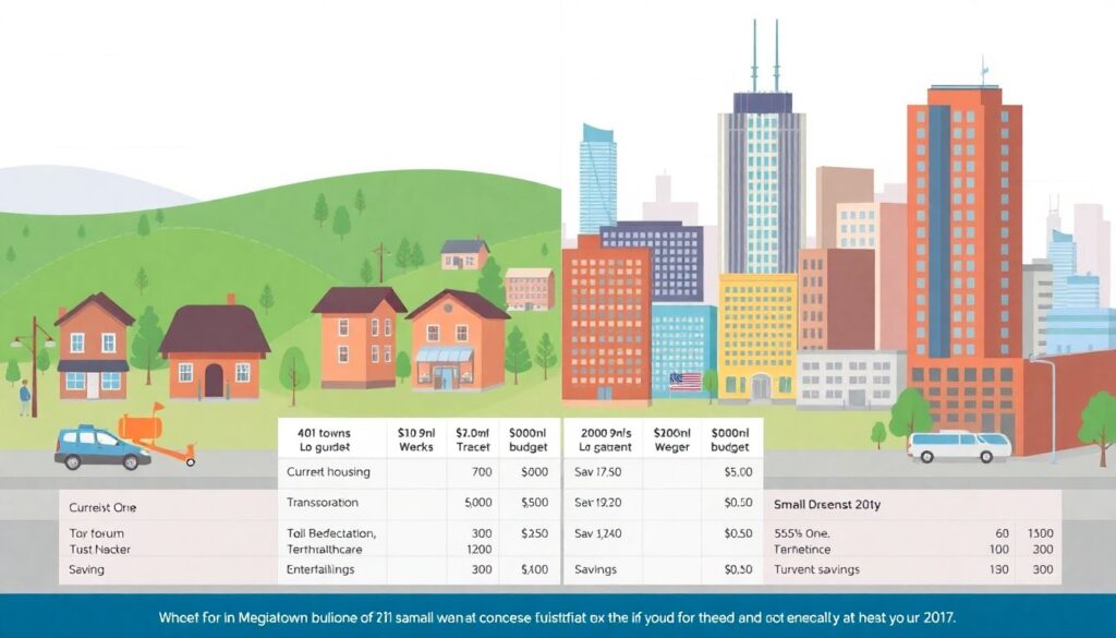 Жизнь в маленьком городе vs мегаполис: сравнение расходов, доходов и качества жизни - иллюстрация